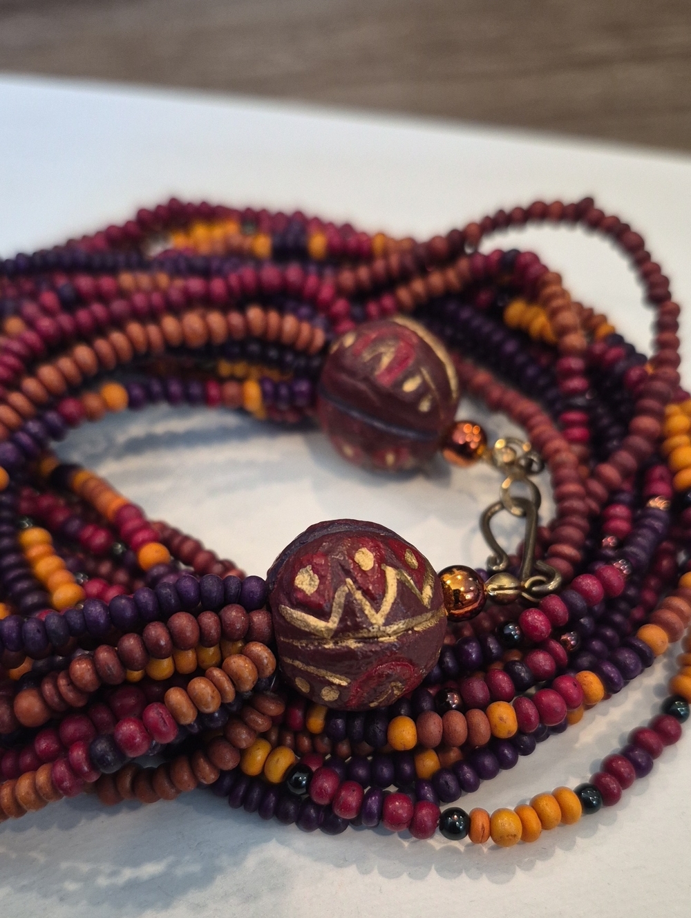 Vtg Multistrand Multicolored Seed Bead Necklace, Hook Closure - Picture 3 of 6